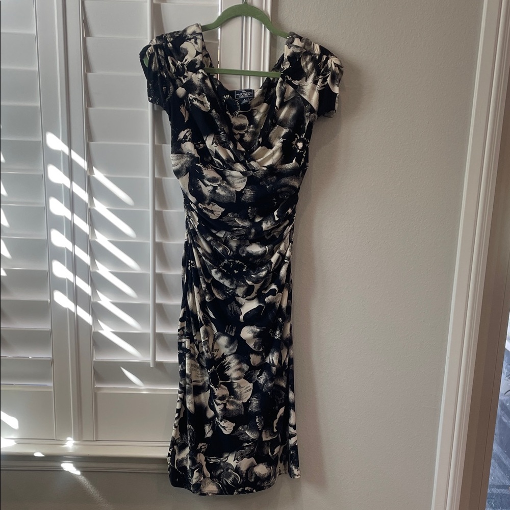 American Living Black and White Floral Midi Dress